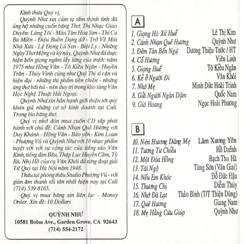 Tape Quỳnh Như - Cánh Nhạn Quê Hương