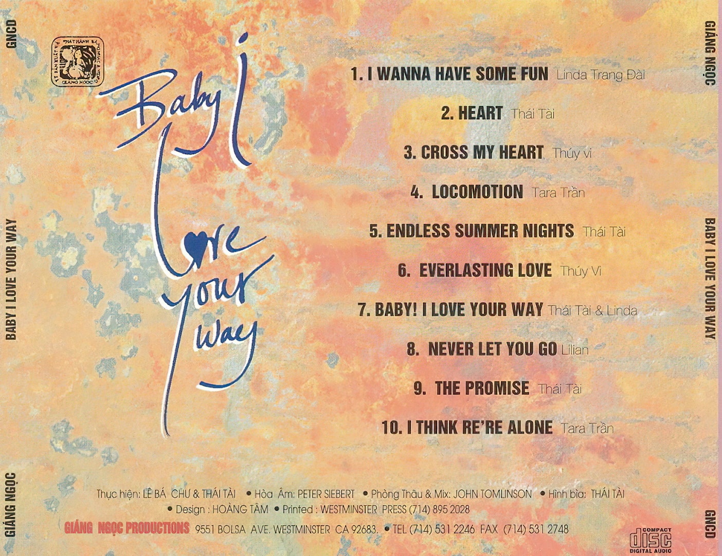 Giáng Ngọc CD072 - Baby I Love Your Way