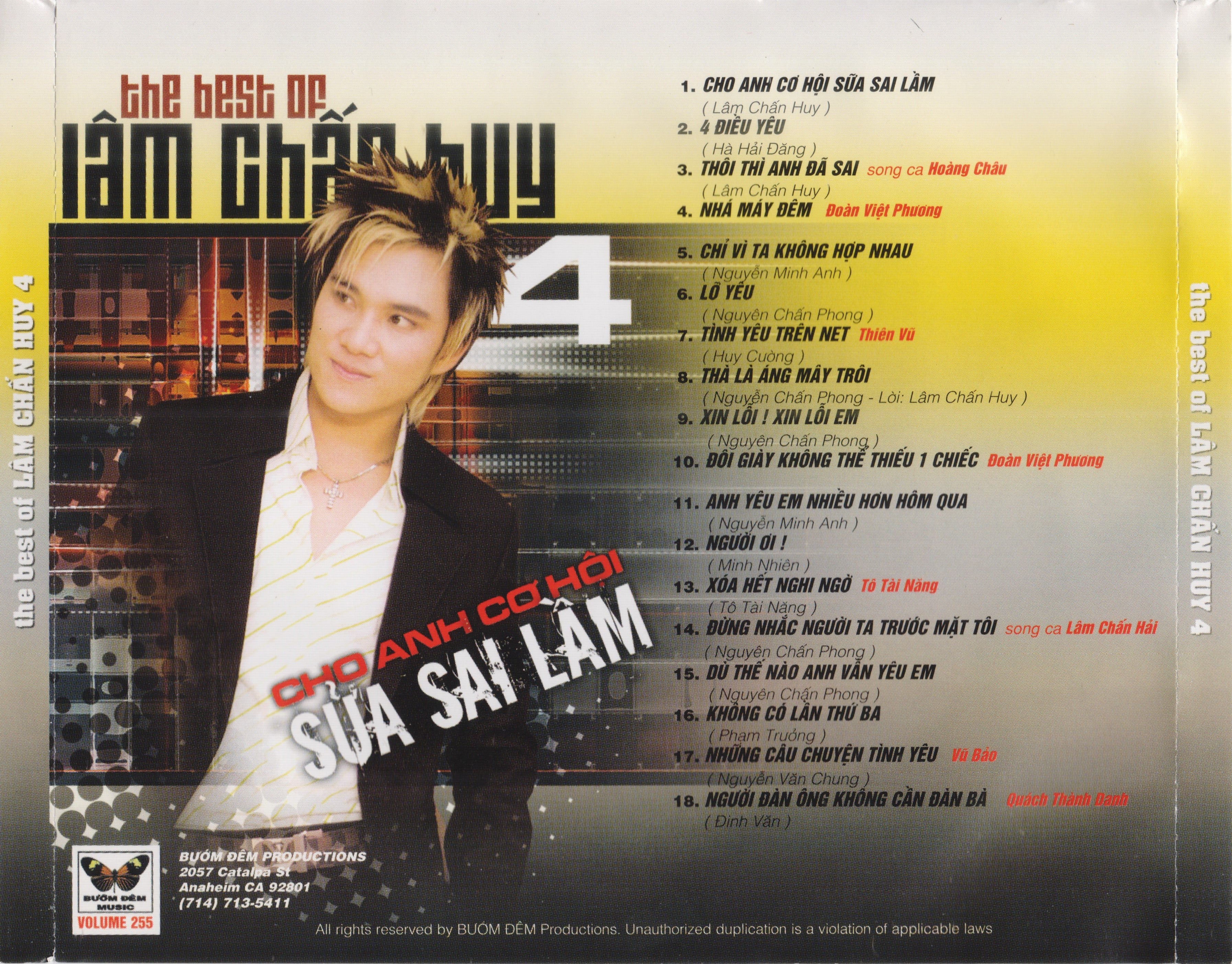 Bướm Đêm CD255 - Cho Anh Cơ Hội Sửa Sai Lầm - Lâm Chấn Huy