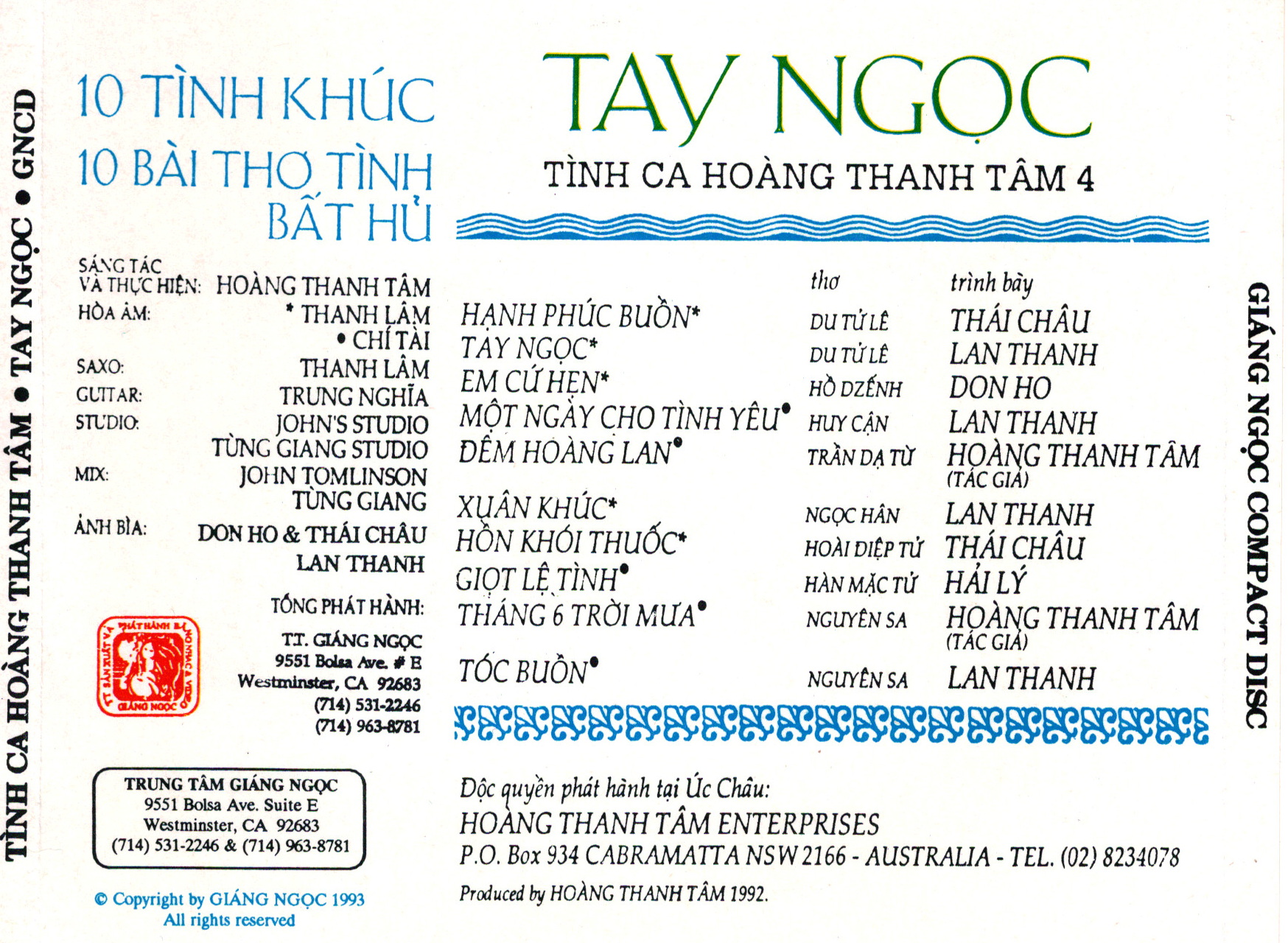 Giáng Ngọc CD - Tay Ngọc (Tình Khúc Hoàng Thanh Tâm)
