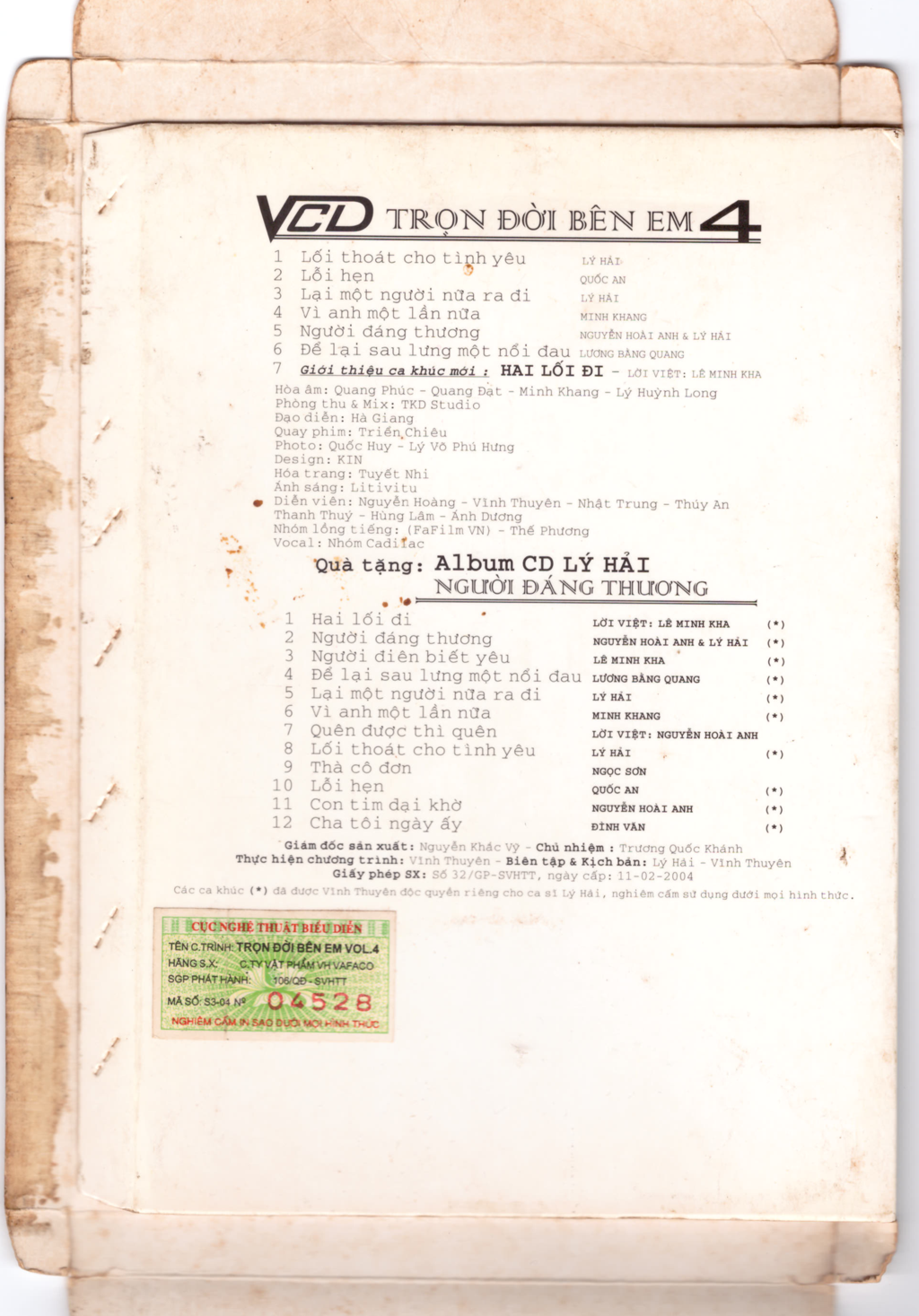 Vafaco CD - Trọn Đời Bên Em - Người Đáng Thương (Vol. 4) (2004) - Lý Hải