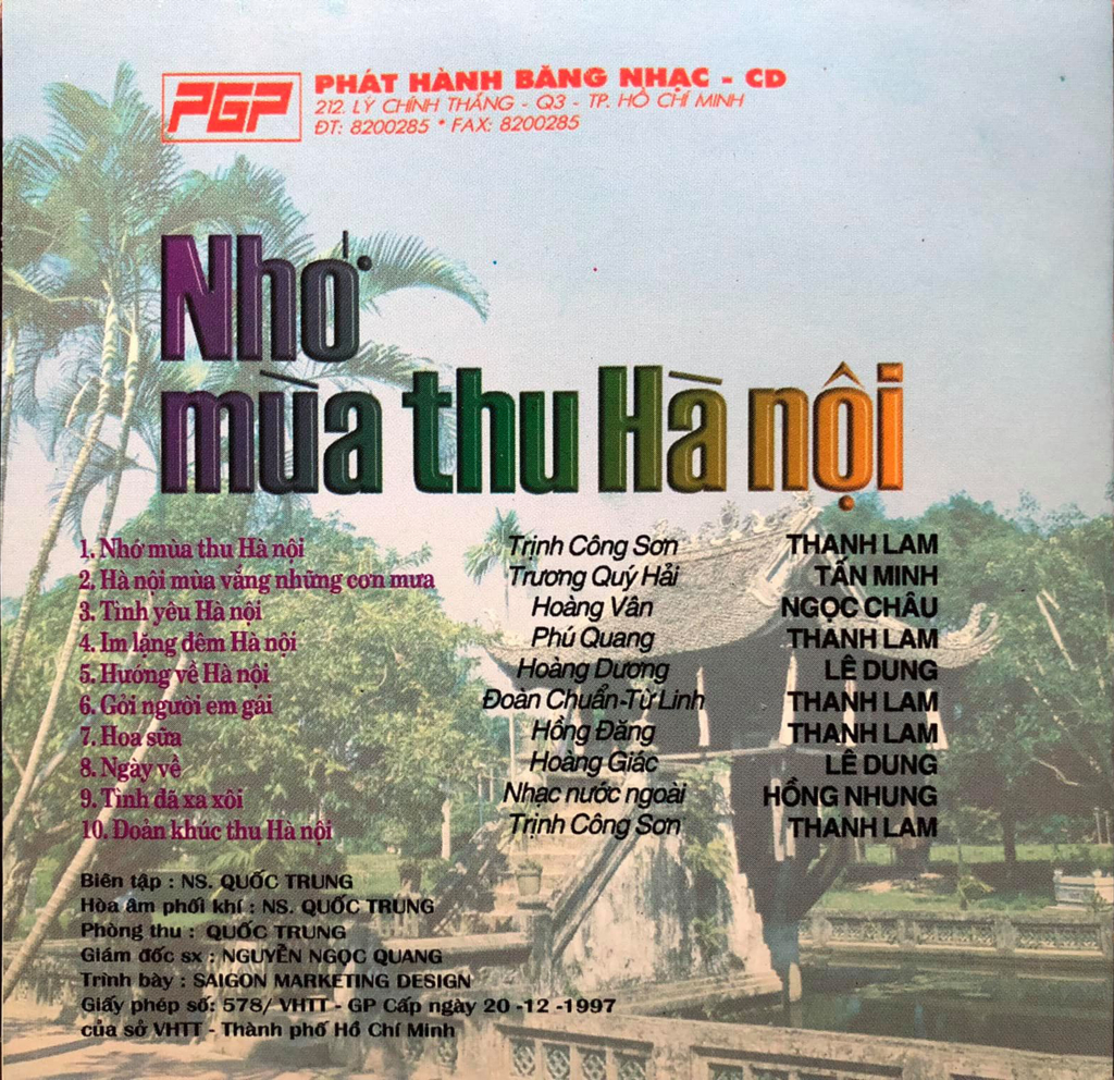PGP CD015 - Nhớ Mùa Thu Hà Nội