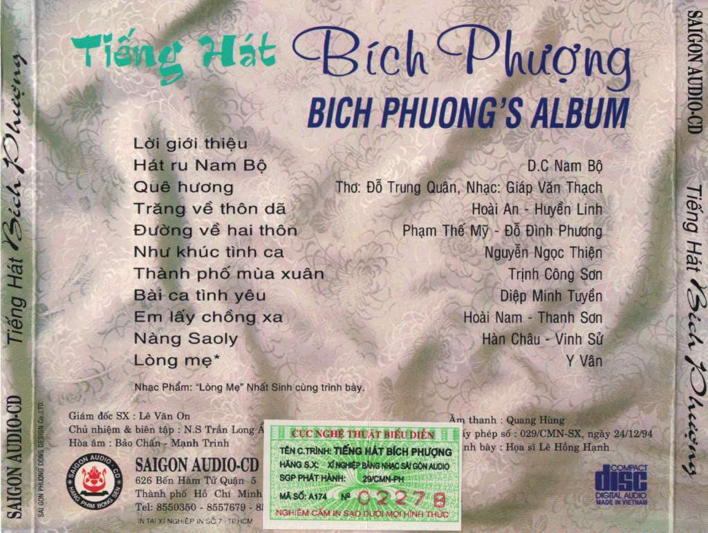 Sài Gòn CD - Tiếng Hát Bích Phượng - Bích Phượng