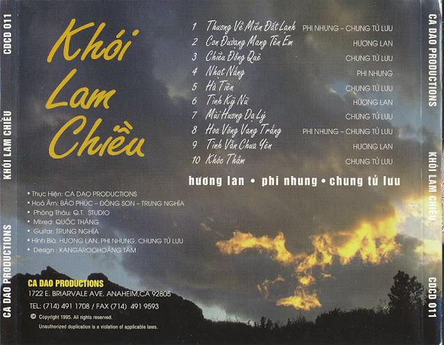 Ca Dao CD011 - Khói Lam Chiều - Hương Lan, Phi Nhung, Chung Tử Lưu
