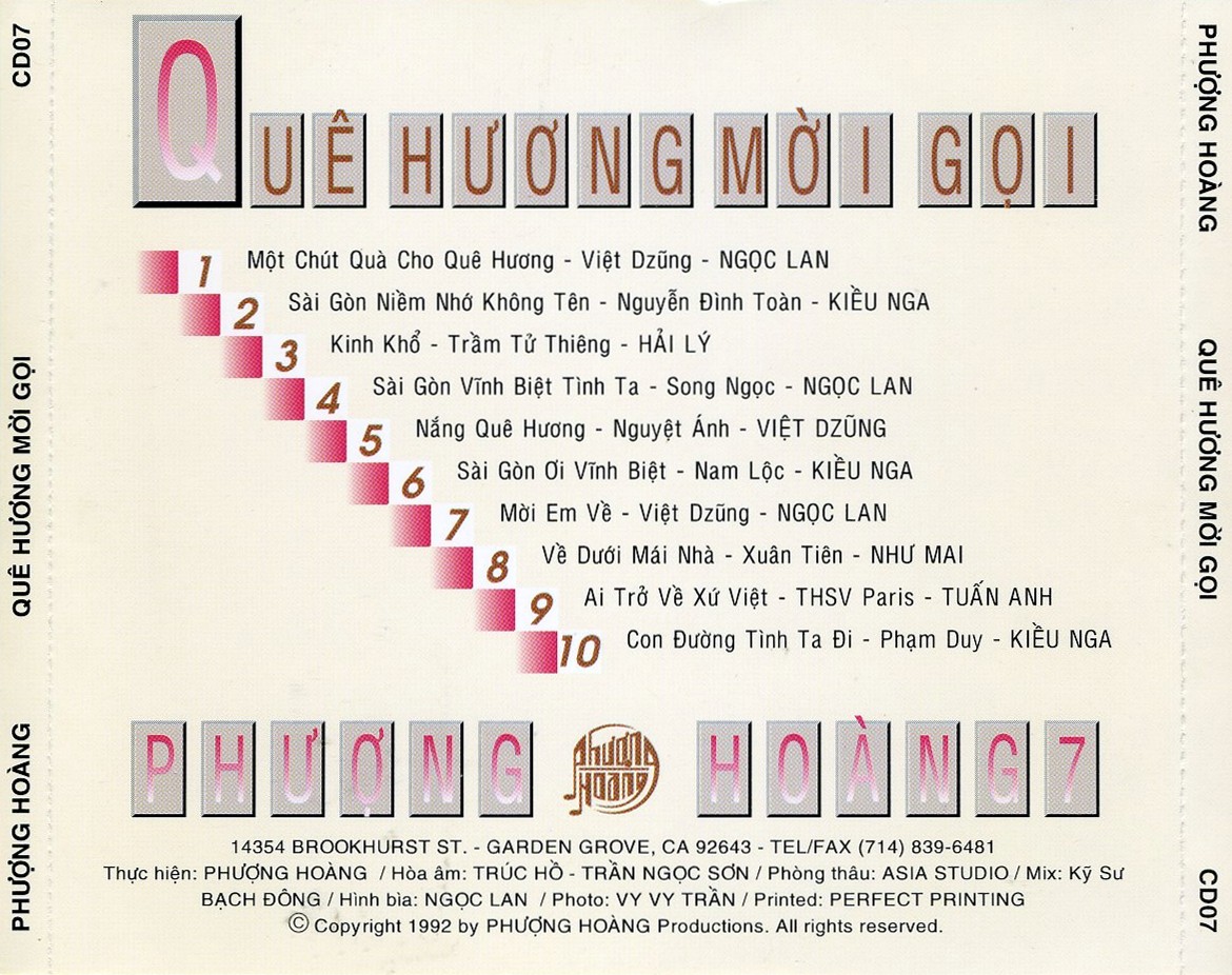 Phượng Hoàng CD007 - Quê Hương Mời Gọi