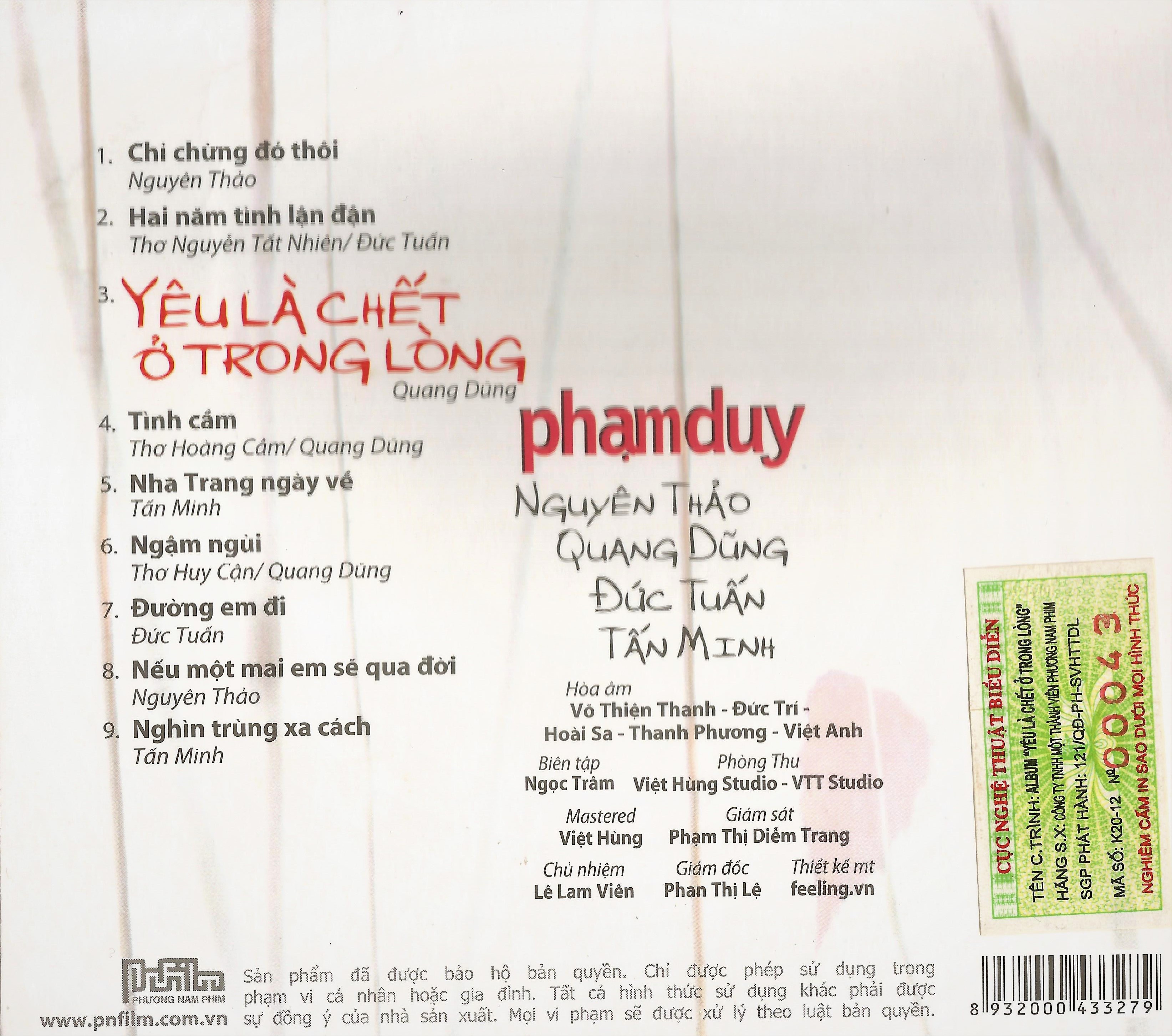 Phương Nam CD - Yêu Là Chết Ở Trong Lòng - Tình Ca Phạm Duy