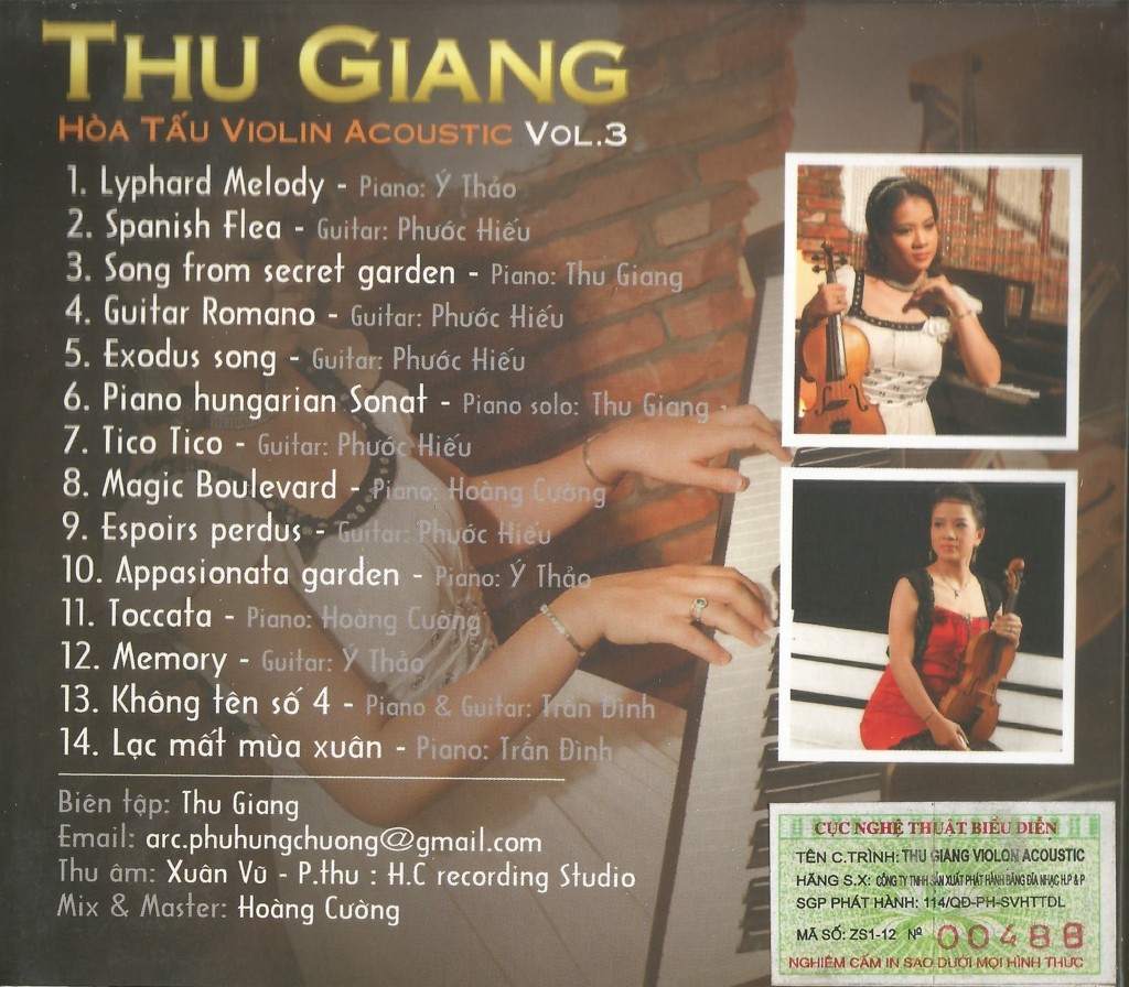 HC Studio CD - Violin Acoustic Vol.3 - Thu Giang