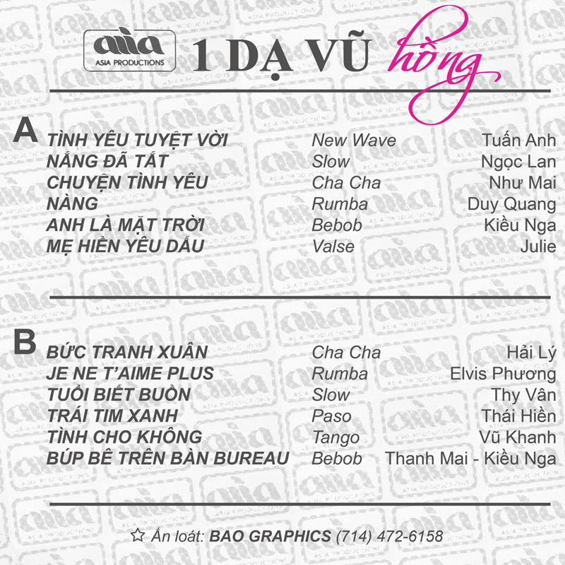 Tape Asia 1 - Dạ Vũ Hồng