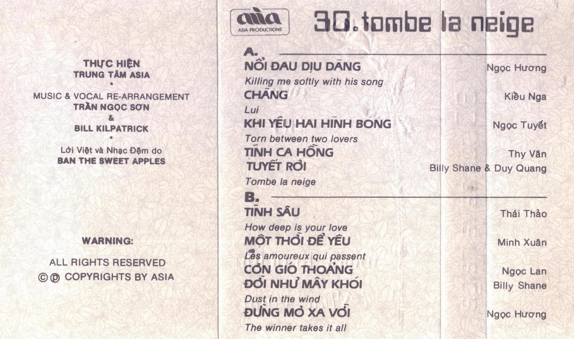 Tape Asia 30 - Nhạc Vàng