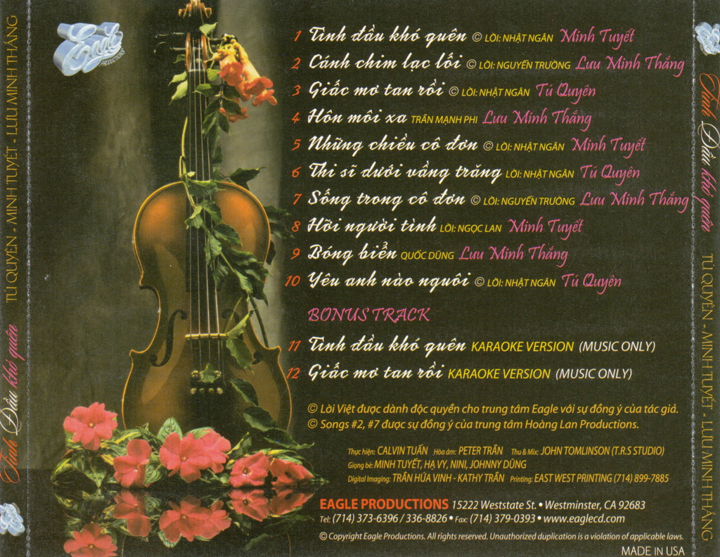 Eagle CD - Tình Đầu Khó Quên - Tú Quyên, Minh Tuyết, Lưu Minh Thắng