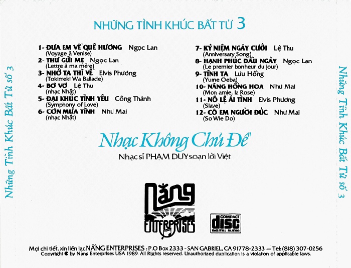 Nắng Enterprise CD - Những Tình Khúc Bất Tử 03